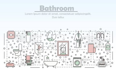 Vektör düz çizgi sanat çizim reklam banyo