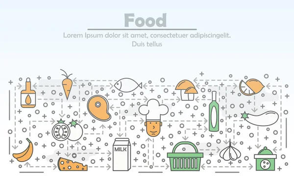 Vector de publicidad de alimentos ilustración de arte de línea plana — Vector de stock