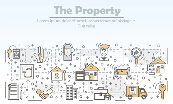 Immobilier et immobilier publicité vectoriel plat illustration d'art — Image vectorielle