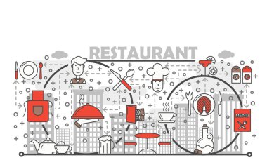 Restoran kavramı vektör düz çizgi sanat çizim