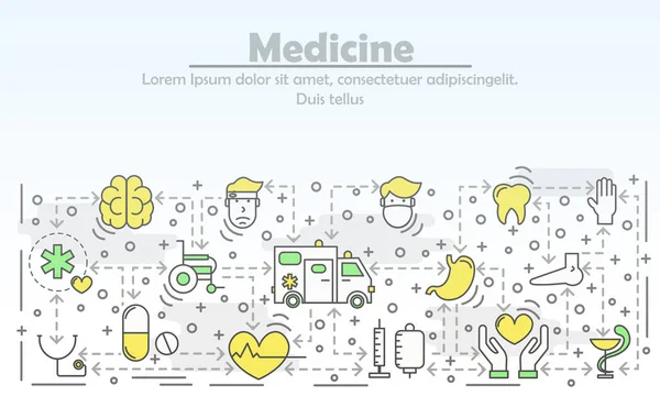 Reklama płaska linia wektor ilustracja medycyna — Wektor stockowy
