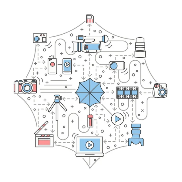 Foto concepto vector línea plana ilustración de arte — Archivo Imágenes Vectoriales