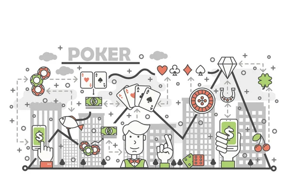 Poker karty herní koncept vektorové rovinu umění ilustrace — Stockový vektor