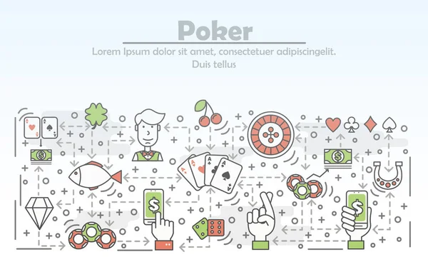Póker vektor lapos illusztráció reklám — Stock Vector
