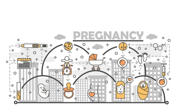 Schwangerschaft Konzept Vektor flache Linie Kunst Illustration — Stockvektor