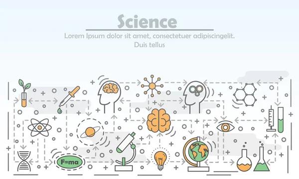 Wissenschaft Werbung Vektor flache Linie Kunst Illustration — Stockvektor