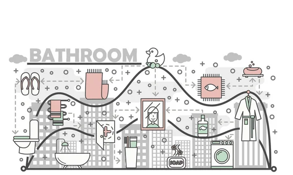 Concept salle de bain vecteur plat illustration d'art — Image vectorielle
