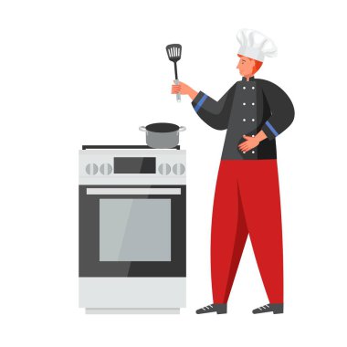 Restoran personeli çizgi film karakteri, vektör izole illüstrasyon