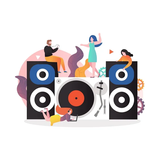 Vintage vinyl music vector concept for web banner, website page — Stock Vector