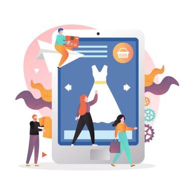 Web afişi için çevrimiçi alışveriş vektörü konsepti, web sayfası