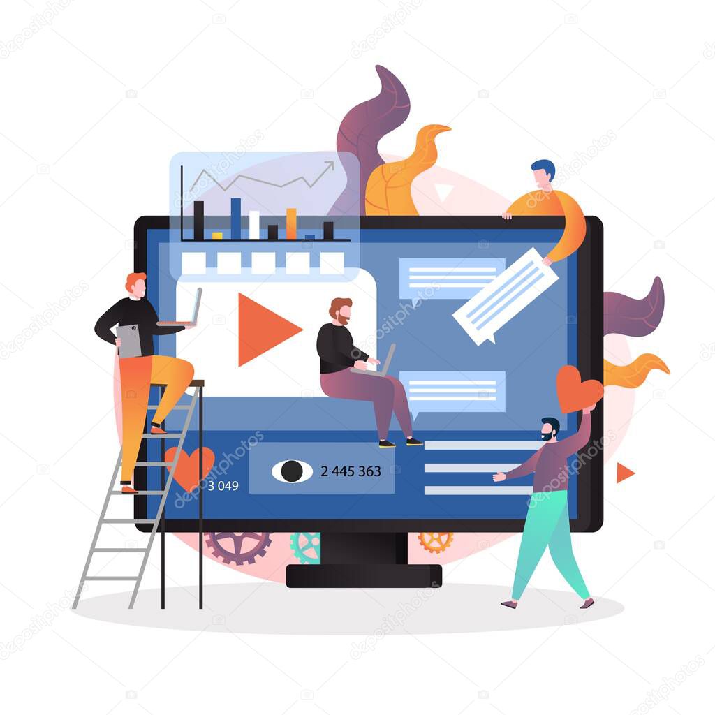 Video content marketing strategy vector concept illustration