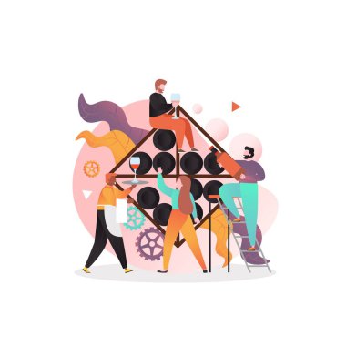 Web afişi için şarap tatma vektörü kavramı, web sayfası