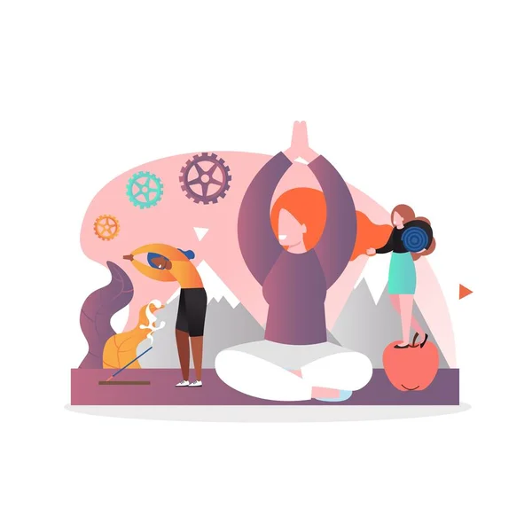 Yoga camp vector concept for web banner, website page — стоковий вектор
