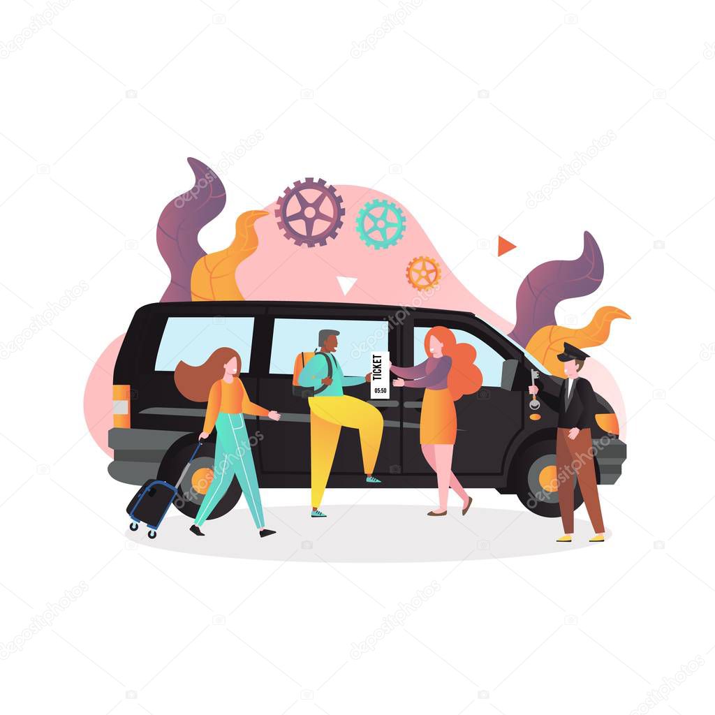 Public transport bus service vector concept illustration