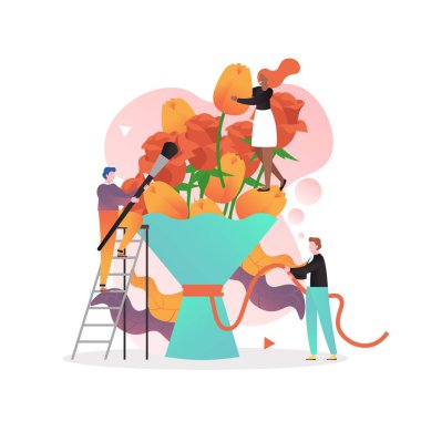 Web afişi için çiçekçi iş vektörü konsepti, web sayfası