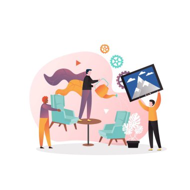 Web afişi için ev içi tasarım hizmetleri vektör kavramı, web sayfası