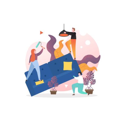 Web afişi için iç tasarım vektörü kavramı, web sayfası