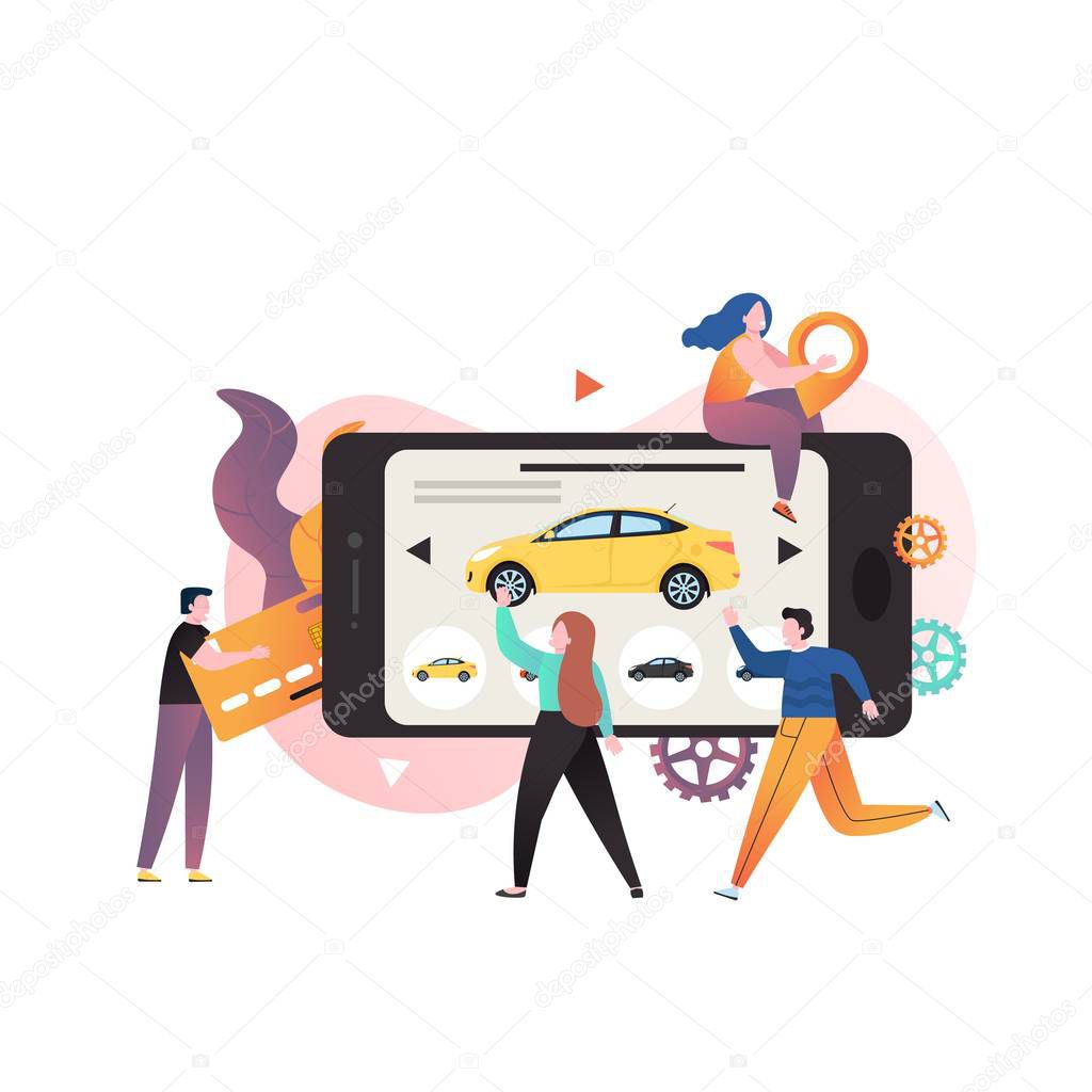 Carsharing vector concept for web banner, website page