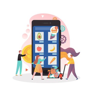 Web afişi için çevrimiçi çiftçi pazar vektör kavramı, web sitesi sayfası