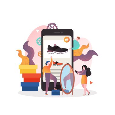 Web pankartı için spor ayakkabıları mobil uygulama vektör kavramı, web sayfası