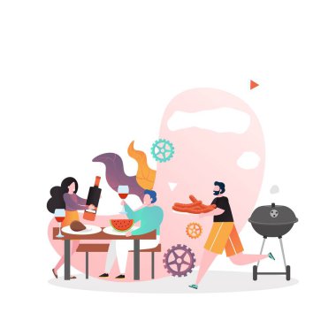 Web pankartı için Bbq besin vektörü konsepti, web sayfası