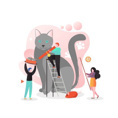 Web afişi için kedi bakımı vektör kavramı, web sayfası