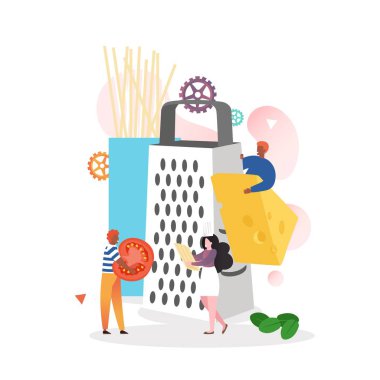 Web afişi için İtalyan mutfak vektörü kavramı, web sitesi sayfası