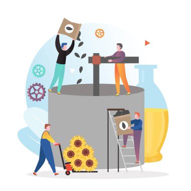 Web afişi için ayçiçeği yağı üretimi konsepti, web sayfası
