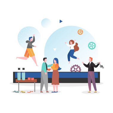 Çocuklar için trambolin web sayfası için vektör konsepti, web sayfası