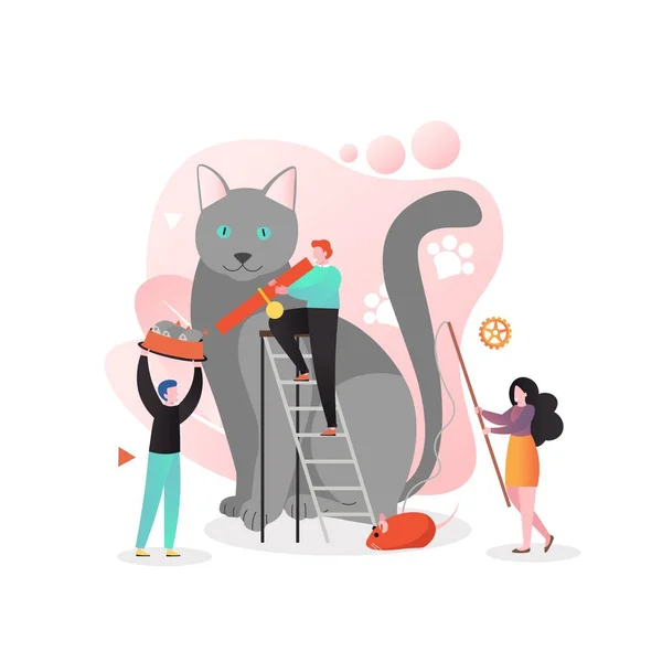 Cat care vector conception for web banner, website page — 스톡 벡터