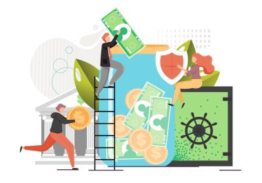 Banka mevduatları, vektör düz tasarım illüstrasyonu