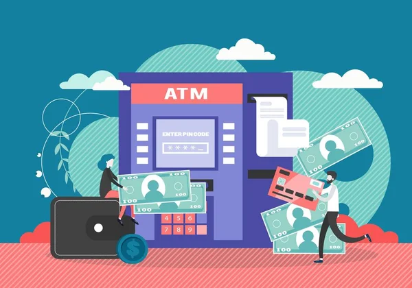 Máquina ATM vetor design de estilo plano ilustração — Vetor de Stock