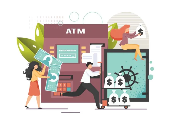 ATM makine vektör düz tasarım çizimi — Stok Vektör