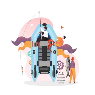 Web afişi için balıkçılık vektörü konsepti, web sayfası