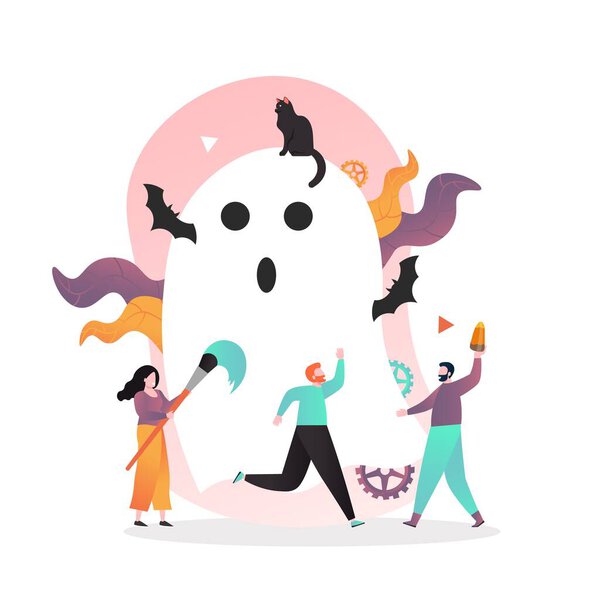 Happy Halloween vector concept for web banner, website page