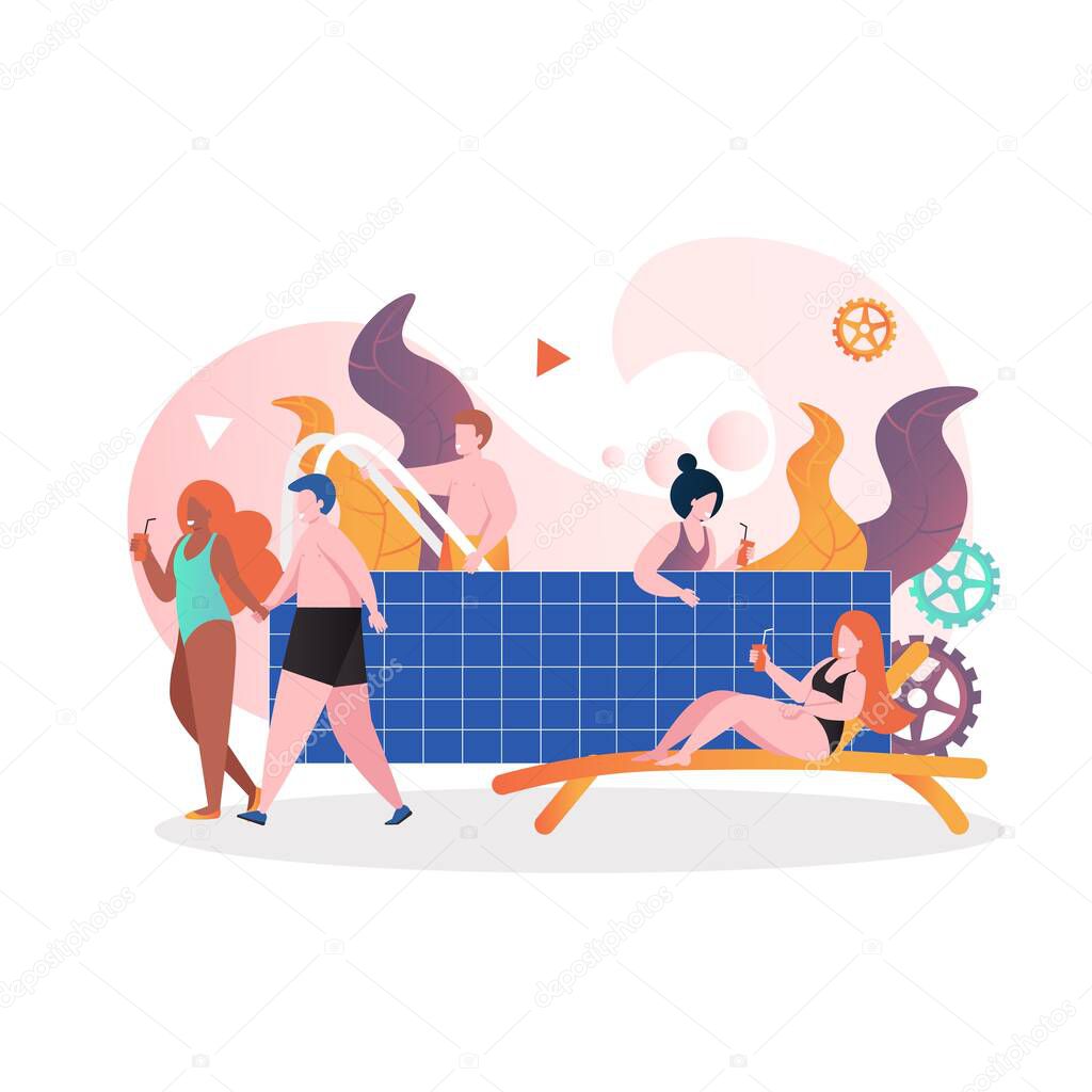 Swimming pool vector concept for web banner, website page
