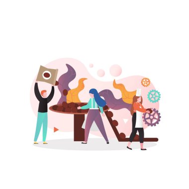 Web afişi için çikolata yapma süreci vektör kavramı, web sayfası