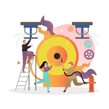 Web afişi için Yangın Koruma Hizmetleri vektör kavramı, web sitesi sayfası