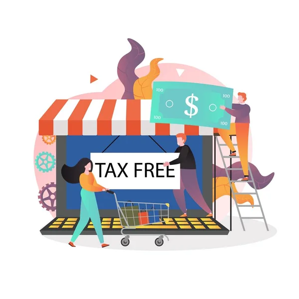 Concepto de vector de compras libre de impuestos para banner web, página web — Vector de stock