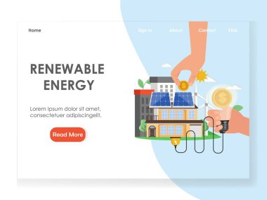 Yenilenebilir enerji vektörü web sitesi iniş sayfası şablonu