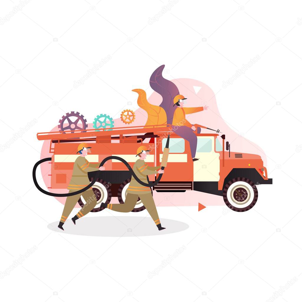 Fire protection services vector concept for web banner, website page