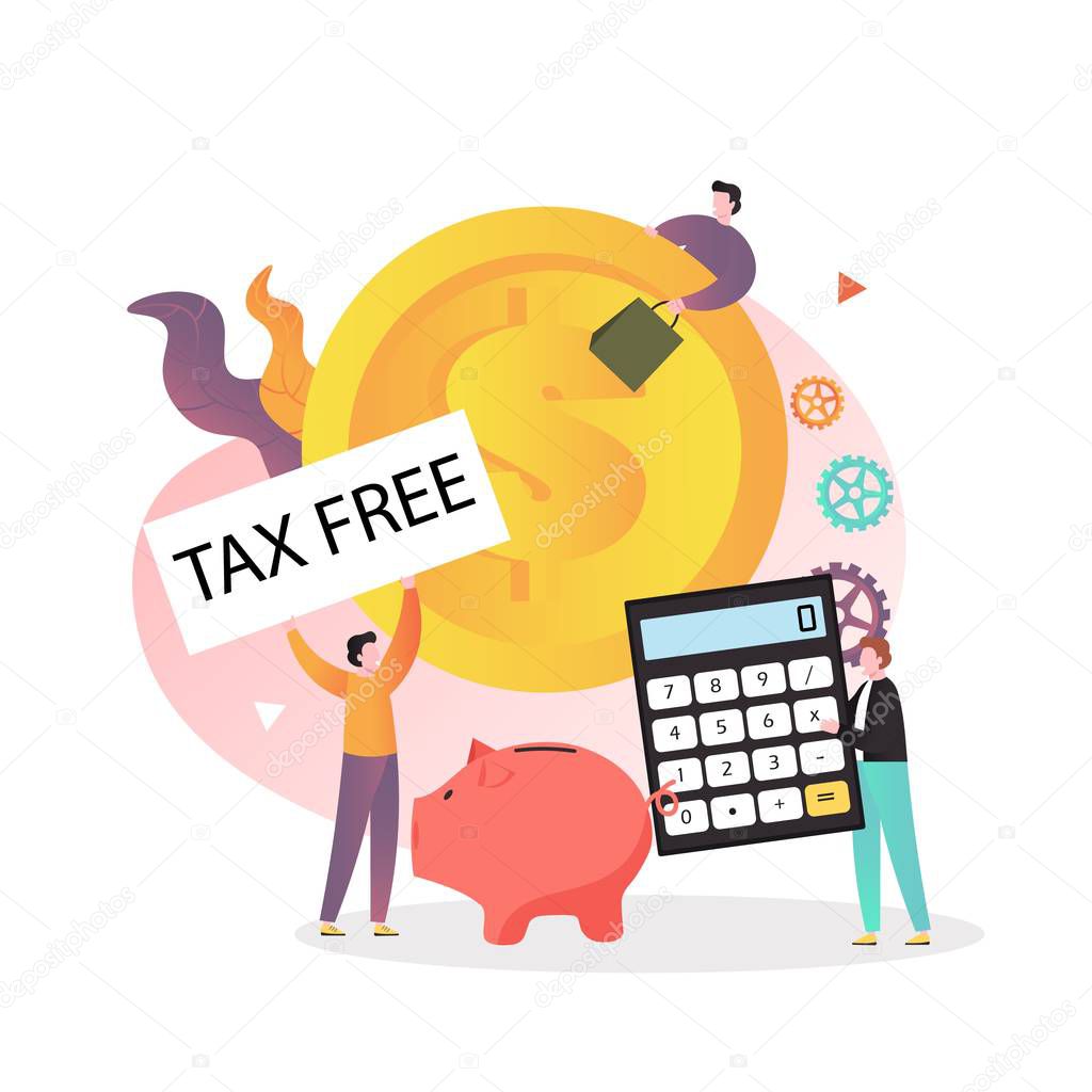 Tax free shopping vector concept for web banner, website page