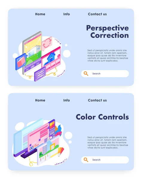 Huis architect ontwerp en kleuren controle. Vector website ontwerp template. Landing pagina website concept illustratie. — Stockvector