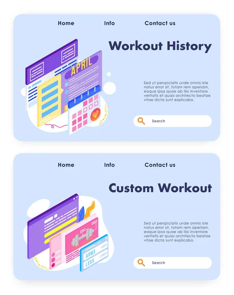 Custome workout program and exercise schedule. Healthy lifestyle, fitness, training calendar. Vector web site design template. Landing page website concept illustration.