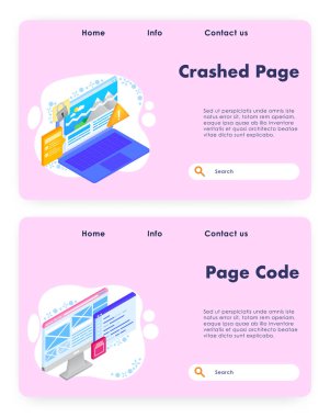 Çökmüş sayfa vektörü iniş sayfası şablonu ayarlandı