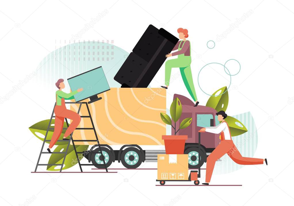 Home relocation, vector flat style design illustration