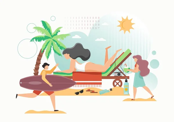 Hora de verano, ilustración de diseño de estilo plano vectorial — Vector de stock