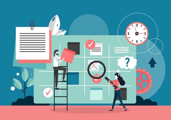 Доска Kanban, векторный плоский дизайн
