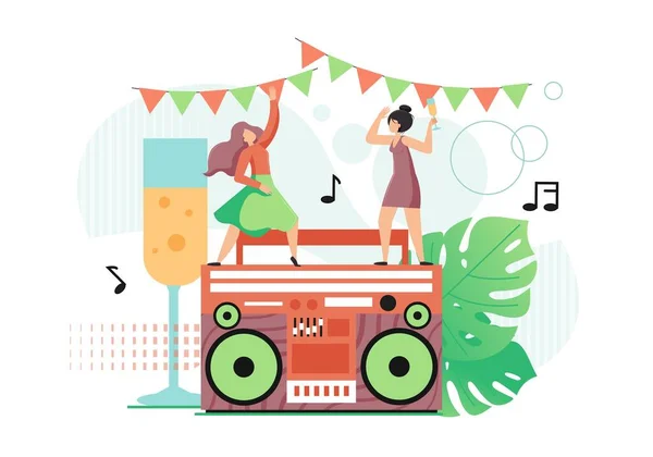 Disco partij, vector platte stijl design illustratie — Stockvector