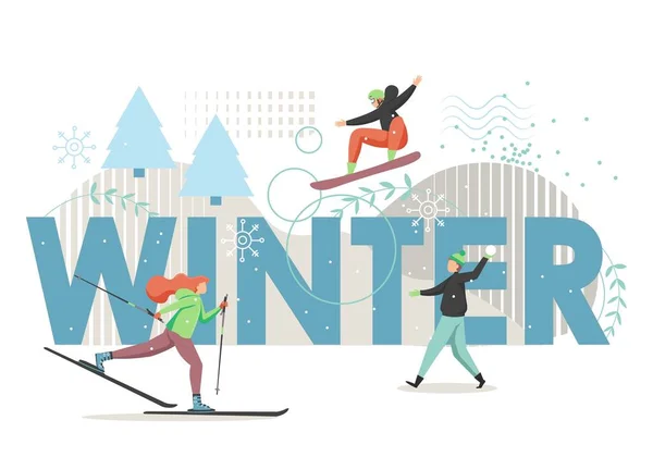Wintersport, Vektor flachen Stil Design Illustration — Stockvektor